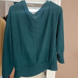 Pink Lily emerald green off should sweater